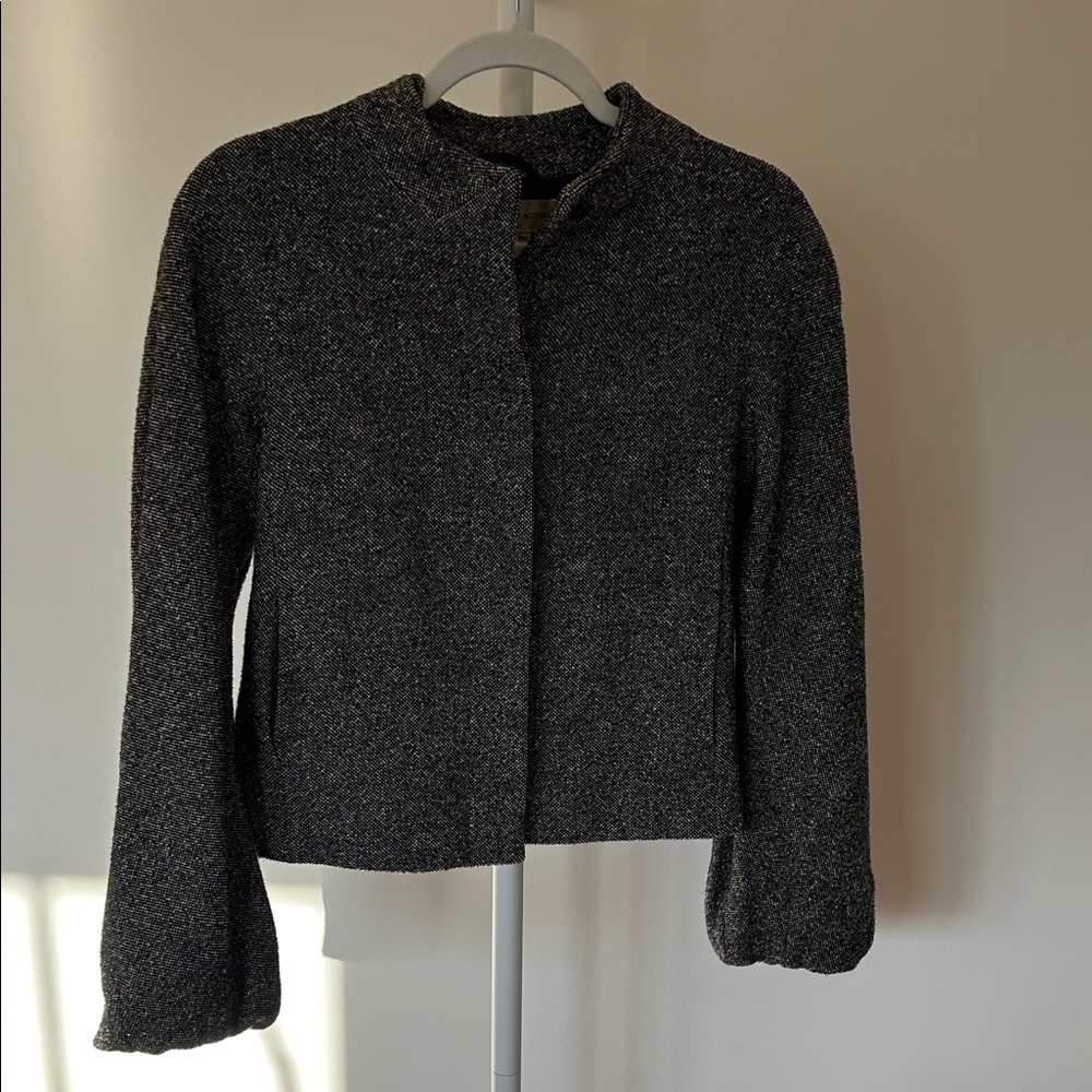 Dries Van Noten Black and Silver Textured Cropped Jacket